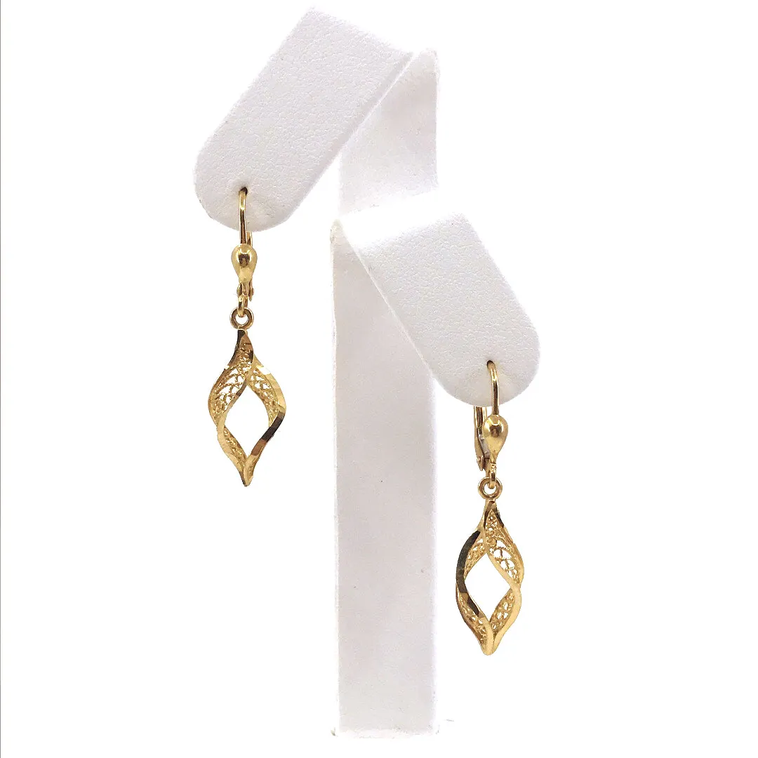 14K Gold Twisted Marquis-Shape Earrings
