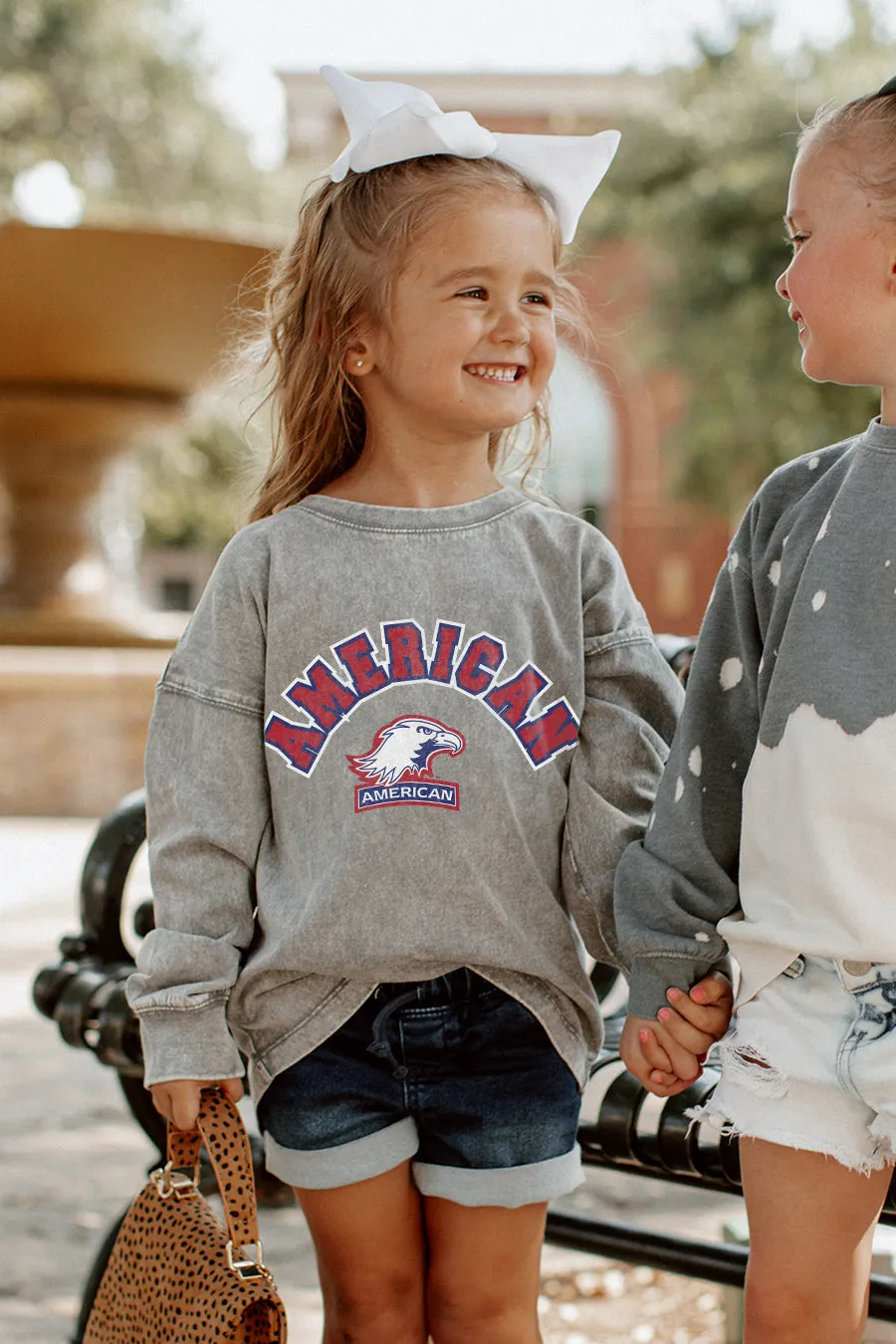 AMERICAN UNIVERSITY EAGLES KIDS FADED WASH PULLOVER