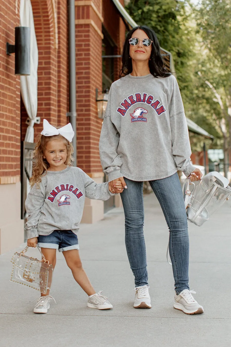 AMERICAN UNIVERSITY EAGLES KIDS FADED WASH PULLOVER