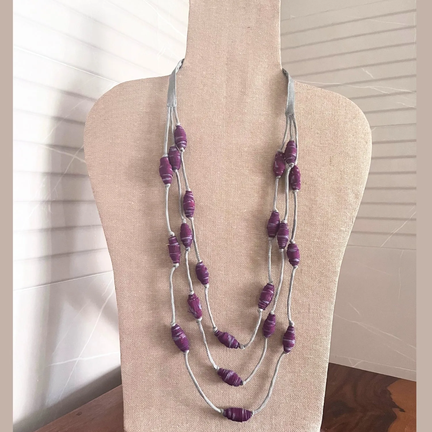 Beaded Women Necklace | Playful  | Hand-Crafted Rolled Ikat Cotton Fabric | Elegant