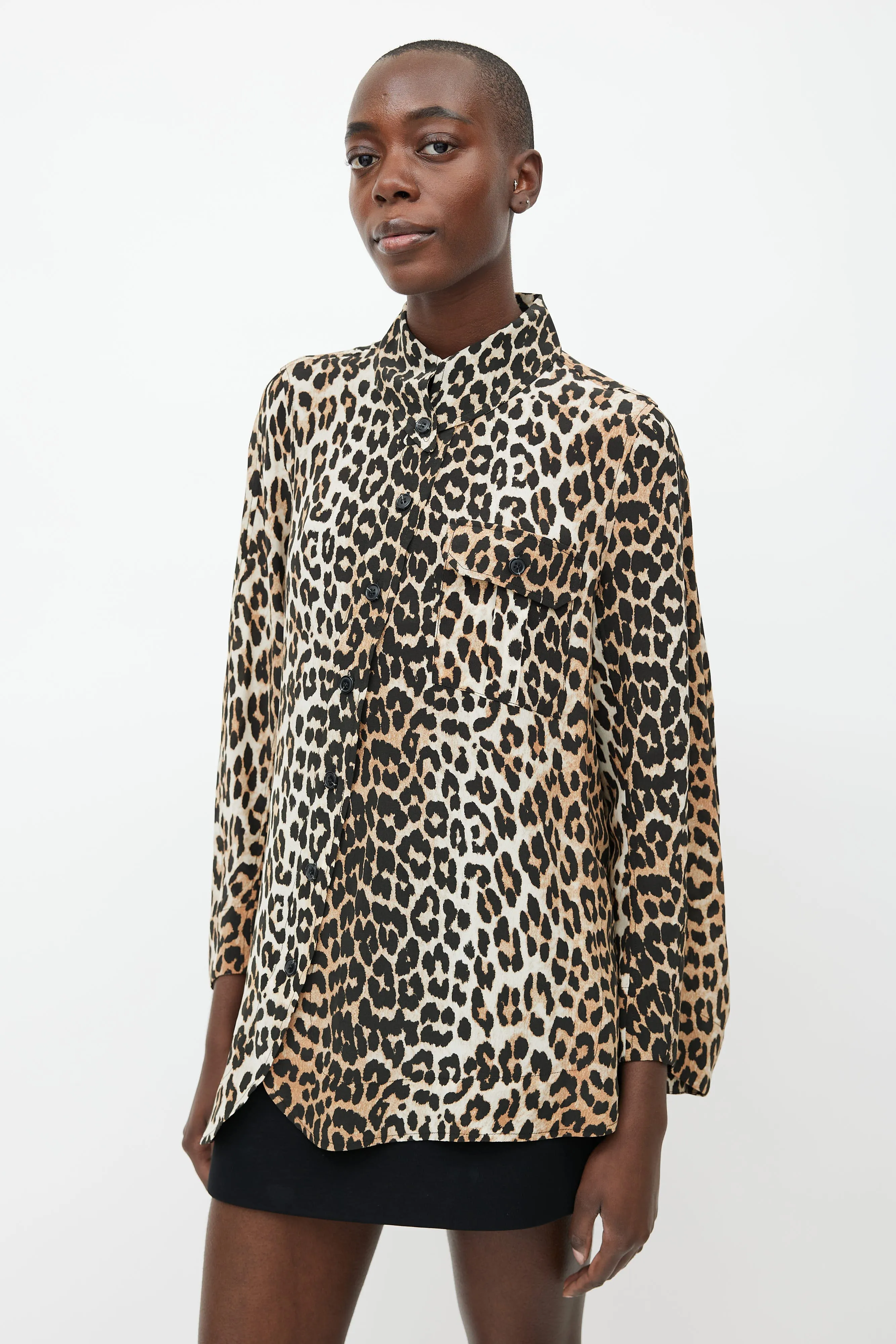 Black & Brown Silk Print Shirt