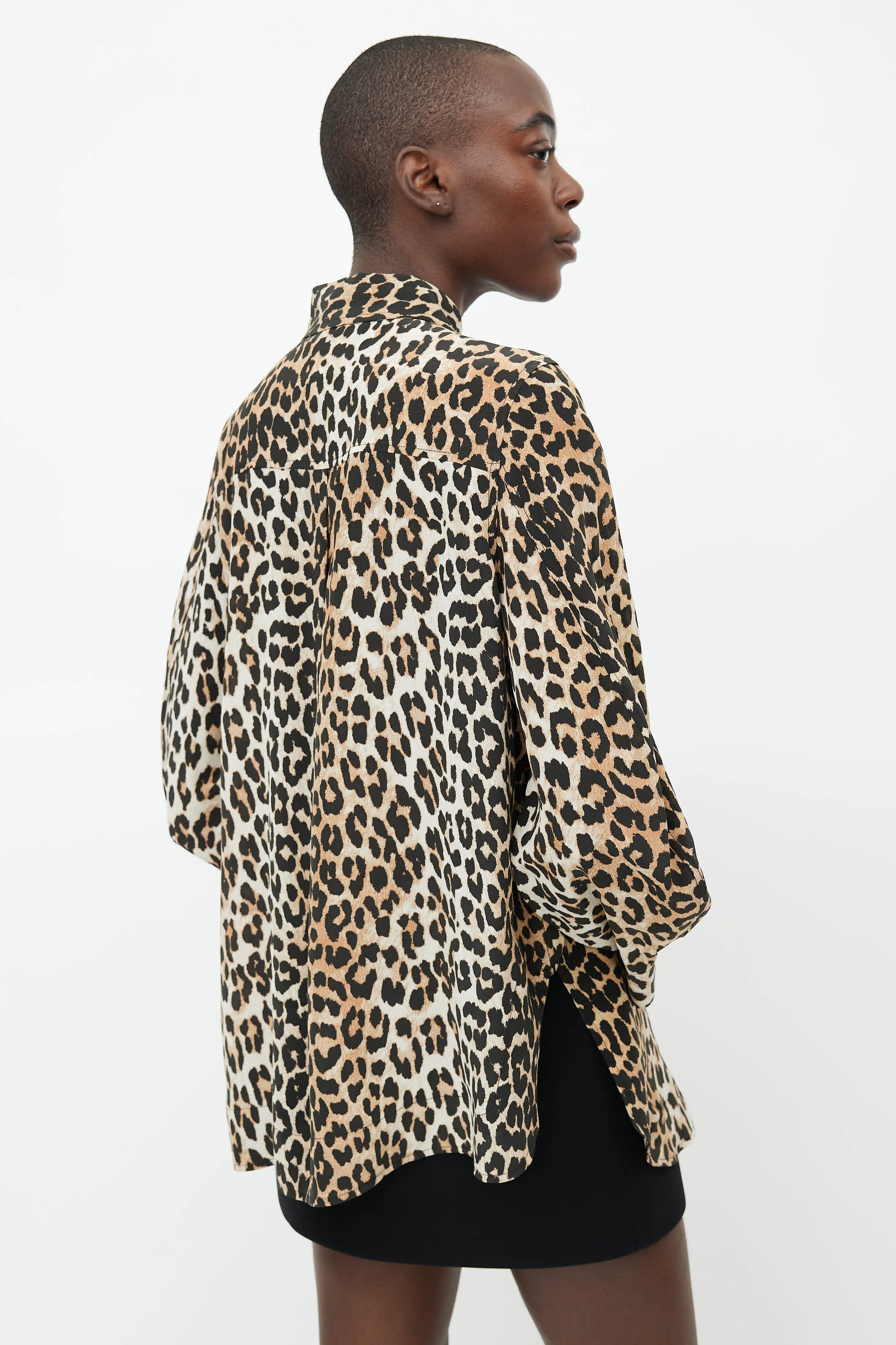 Black & Brown Silk Print Shirt