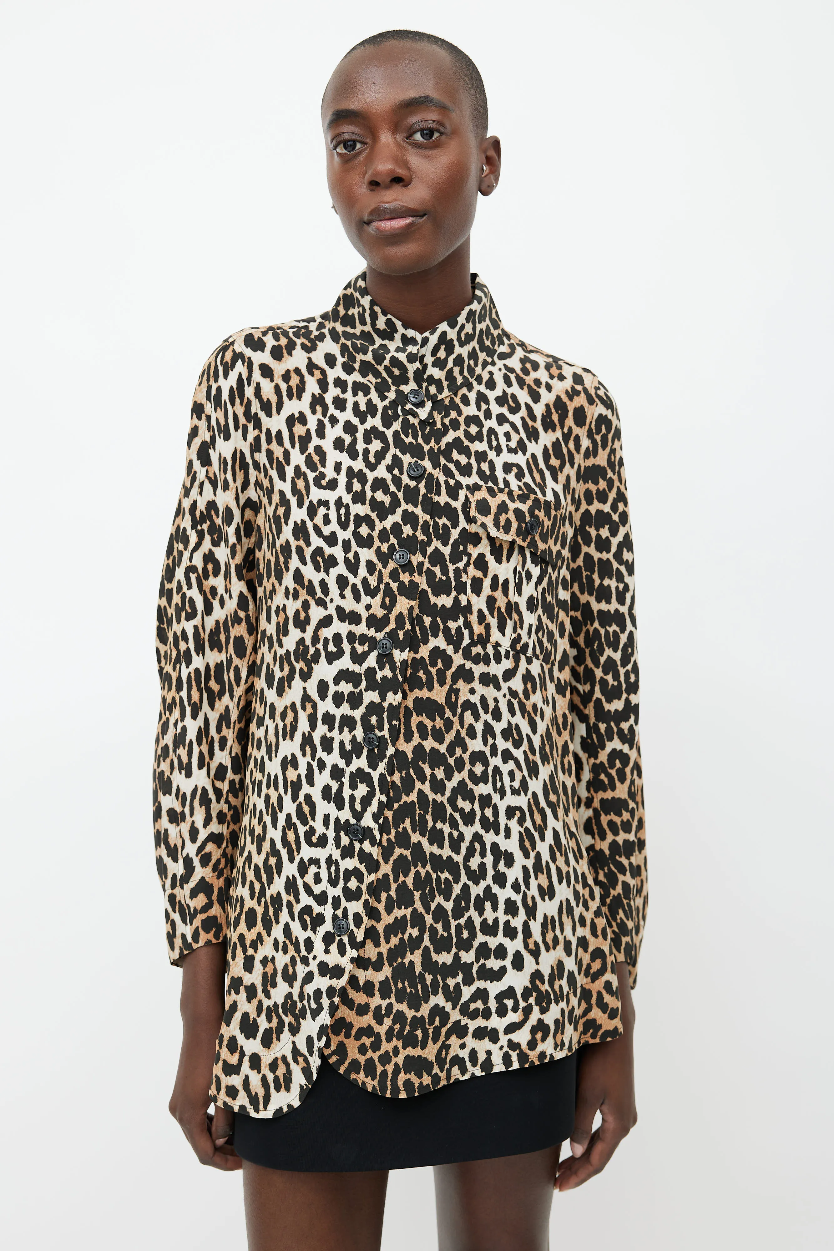 Black & Brown Silk Print Shirt