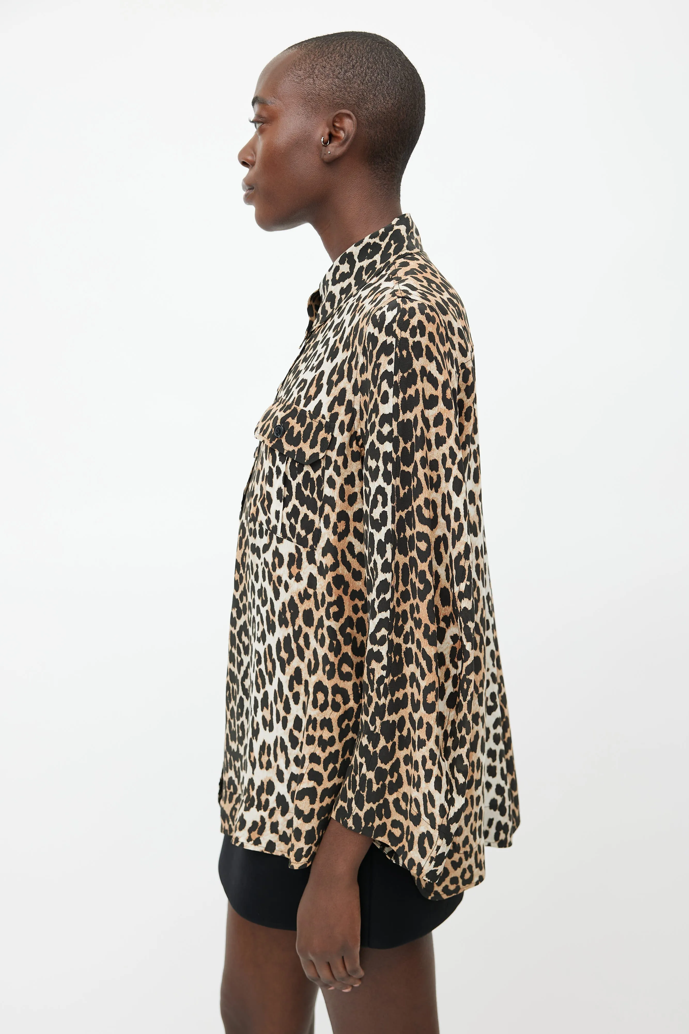 Black & Brown Silk Print Shirt