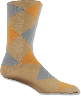 Bone And Peach Cotton Argyle Socks (Men's)