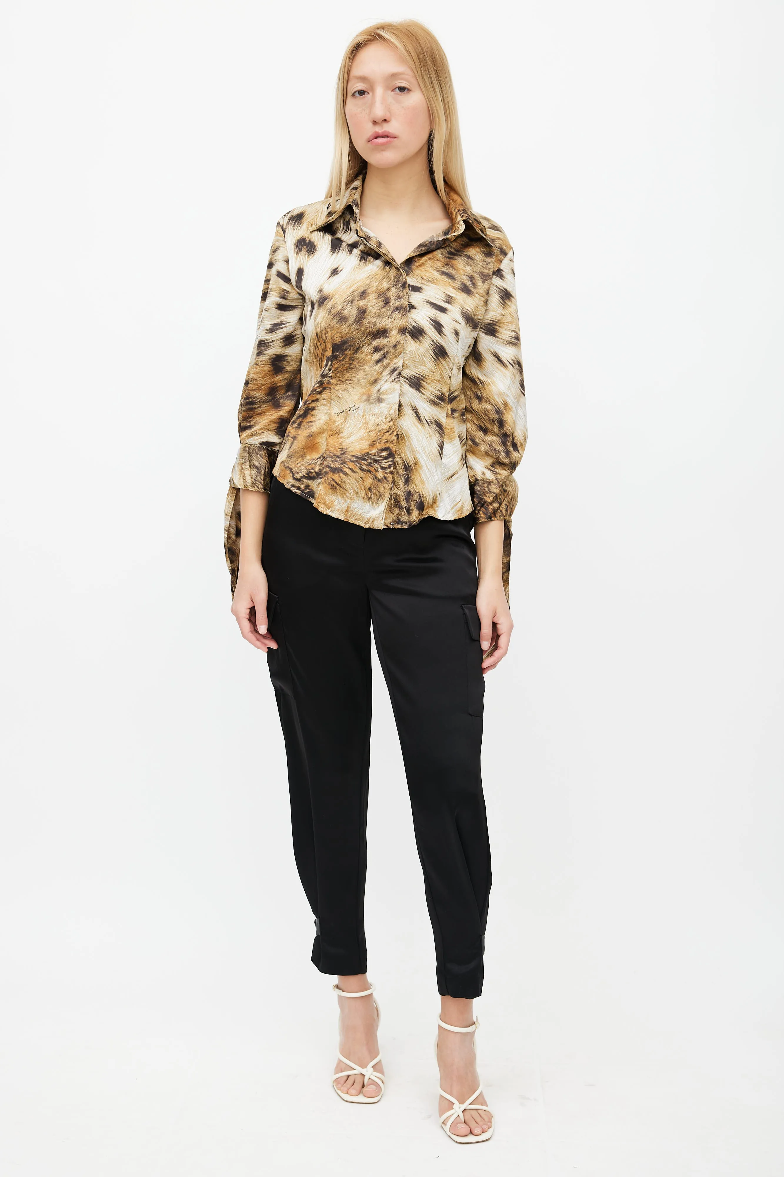Brown & Black Print Long Sleeve Shirt