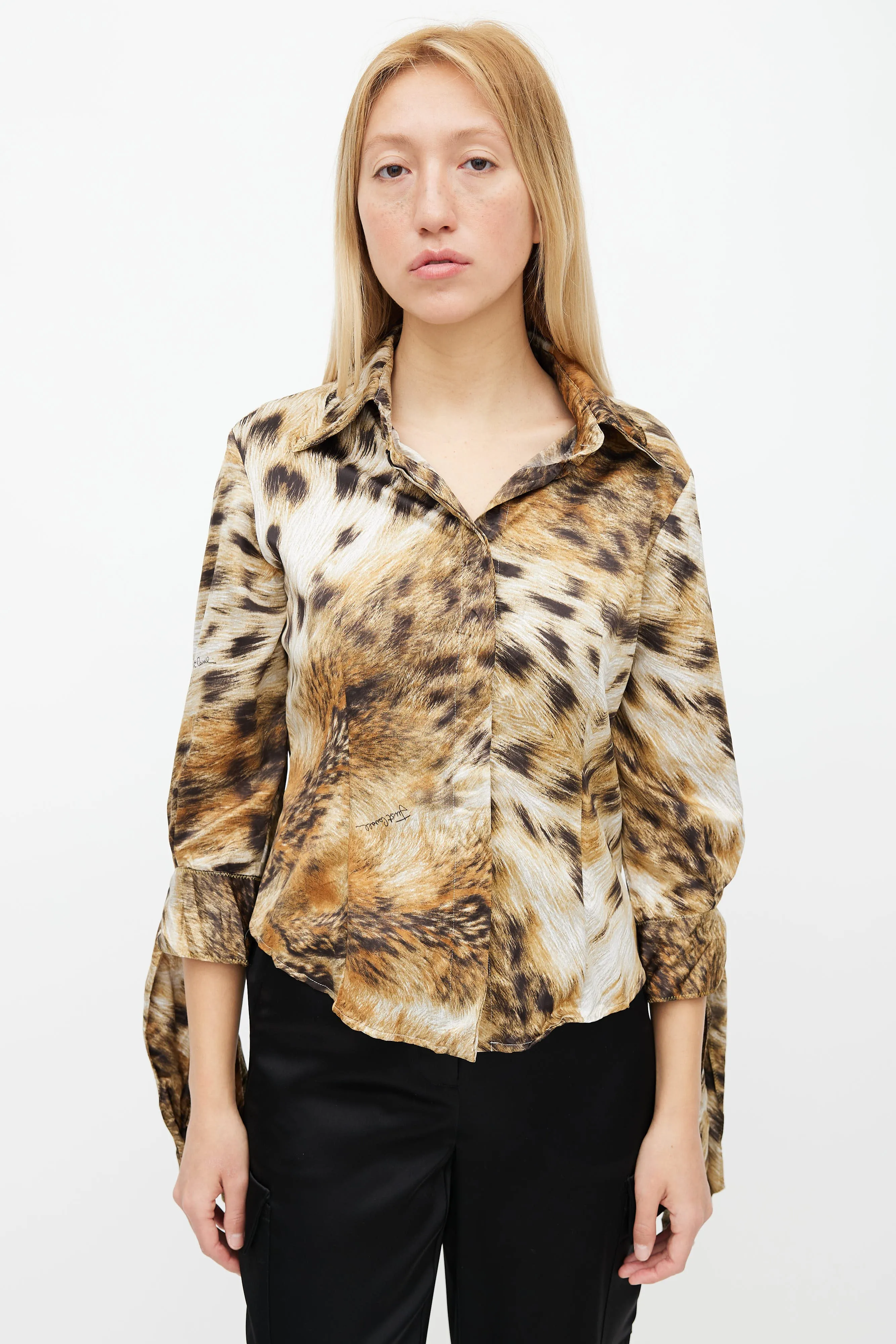 Brown & Black Print Long Sleeve Shirt