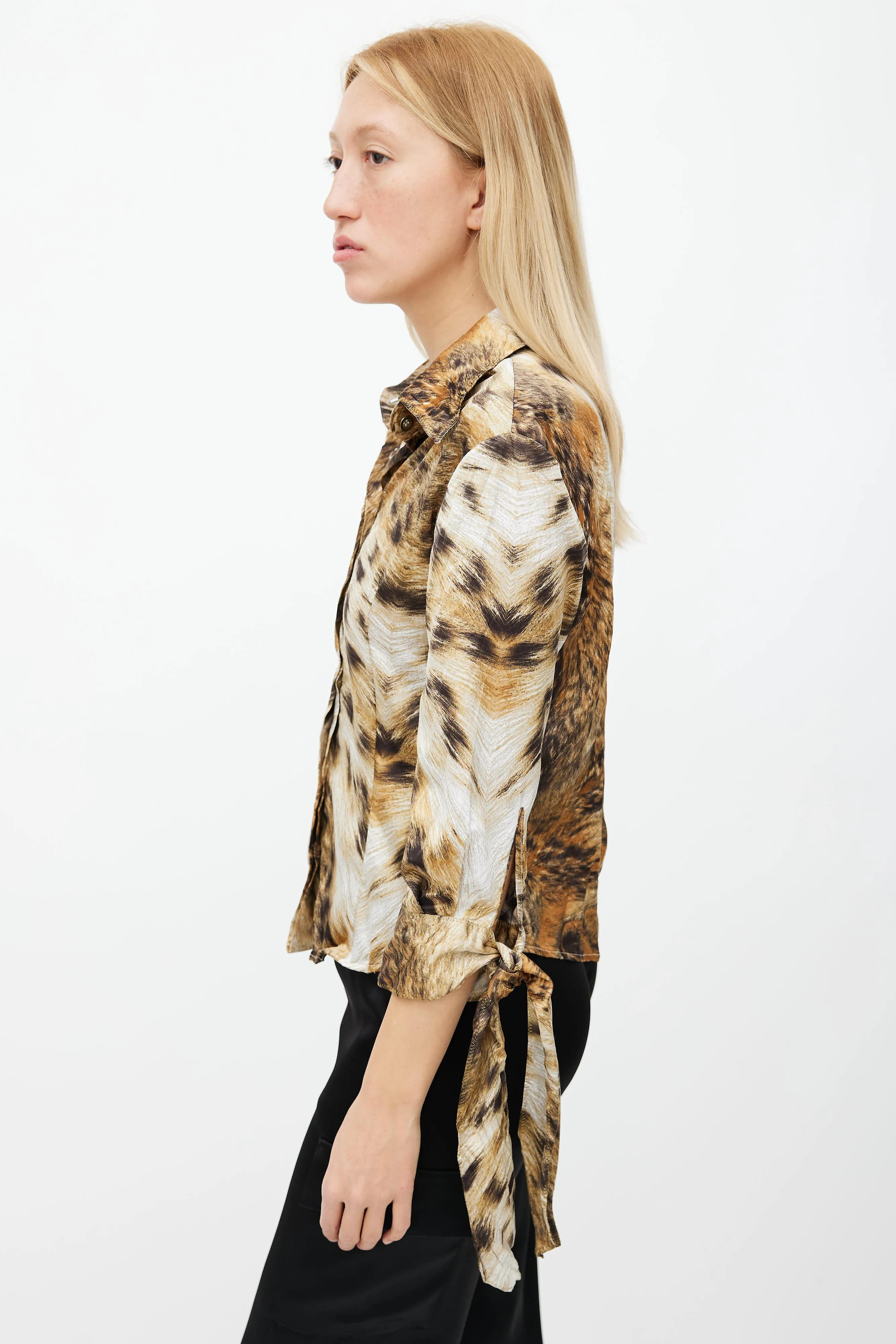 Brown & Black Print Long Sleeve Shirt