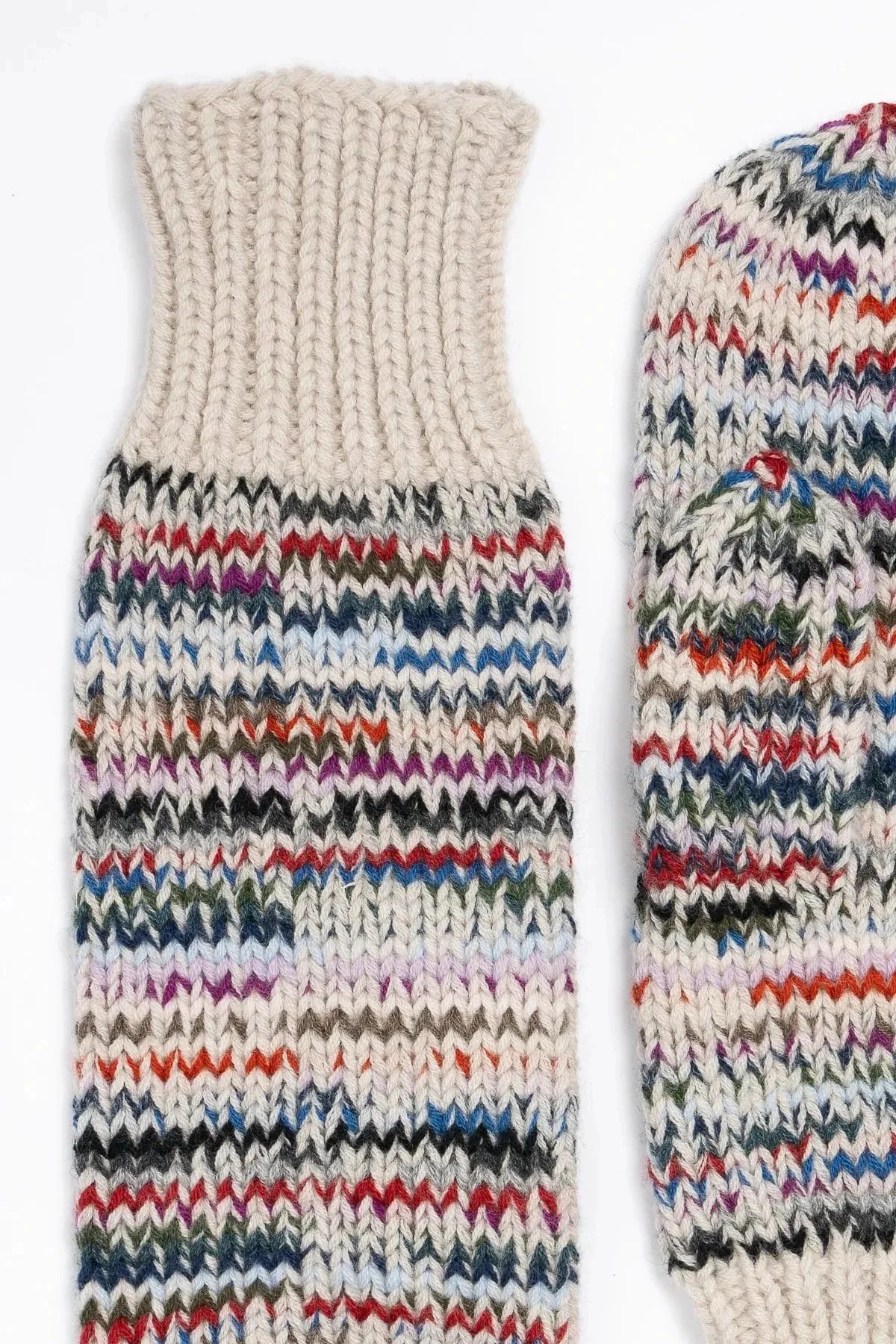 Dinadi Handknit Zero Waste Mittens Almond White
