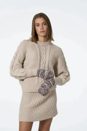 Dinadi Handknit Zero Waste Mittens Almond White