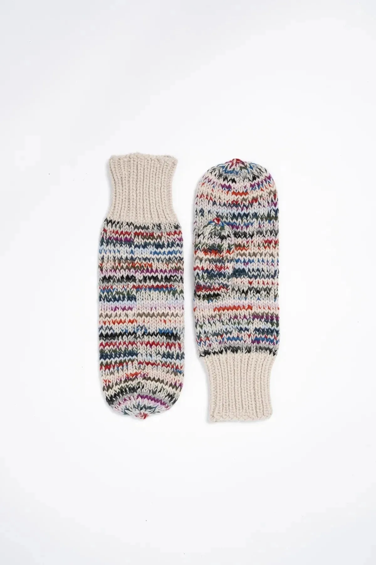Dinadi Handknit Zero Waste Mittens Almond White