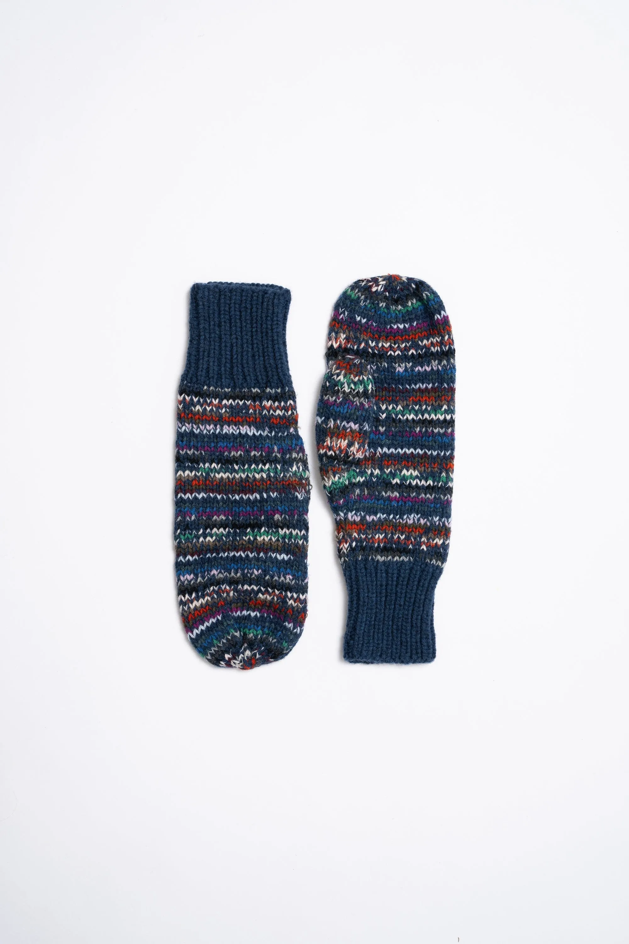 Dinadi Handknit Zero Waste Mittens Indigo Blue