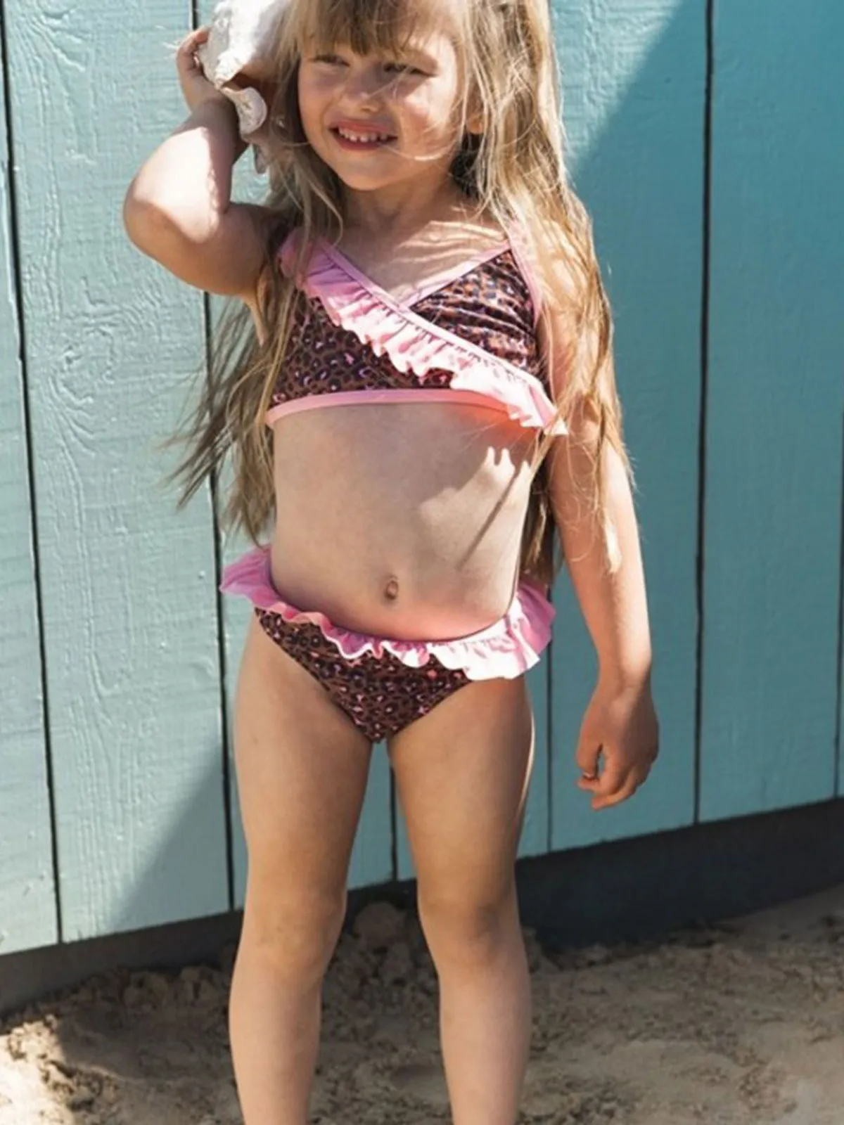 Girls swimsuit bikini with animal print-V42926-3719