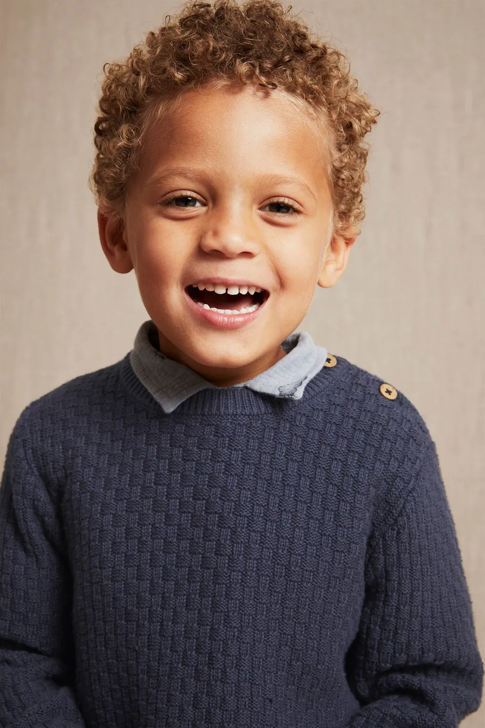 Kids blue pattern knitted jumper