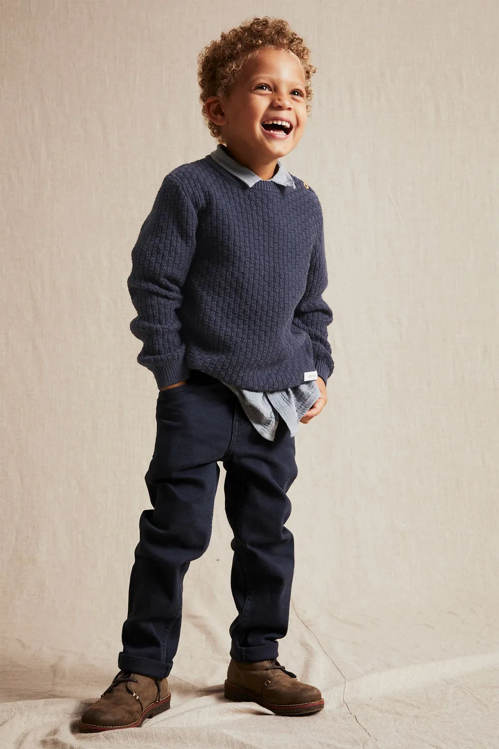 Kids blue pattern knitted jumper
