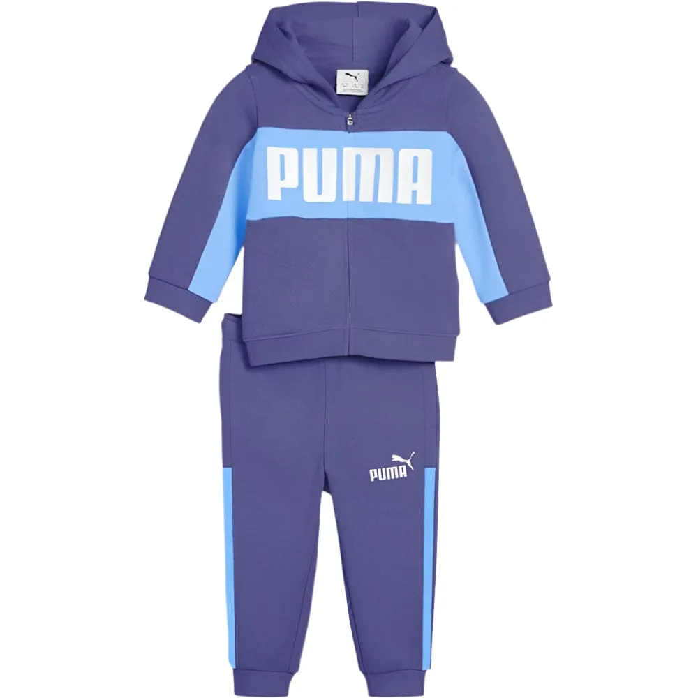 PUMA Infants Minicats Essentials Block Hooded Set - Blye Crystal