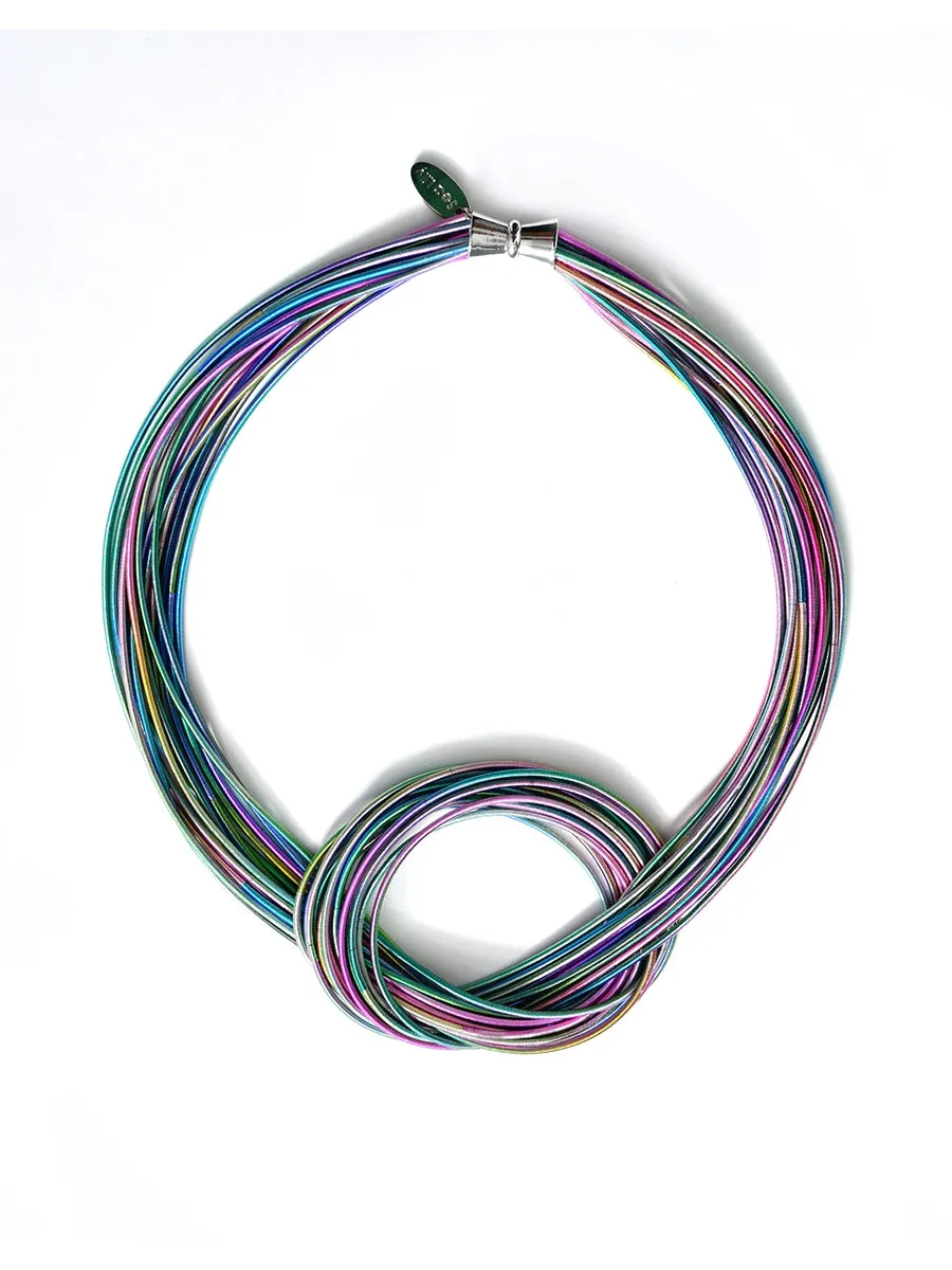 Rainbow Piano Wire Knot Necklace