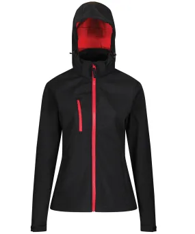 Womens venturer 3-layer hooded softshell jacket | Black/Red